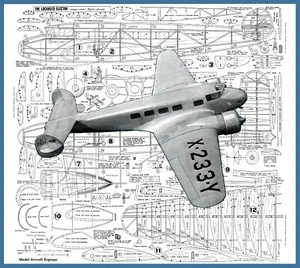 Model Airplane Plans (FF): Lockheed Electra 1/16 Scale 41" Rubber-Powered - Picture 1 of 4