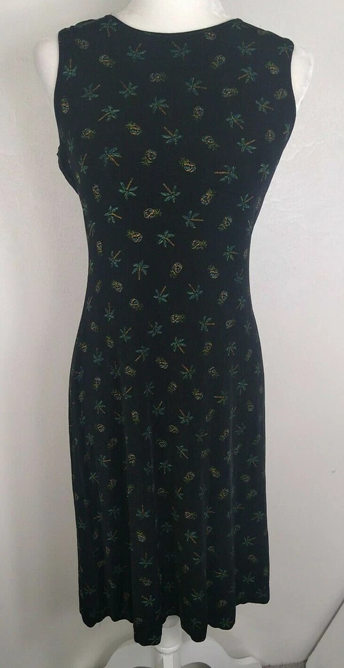 Women's Coldwater Creek Palm Tree Dress Black Stretch No Wrinkle Petite Small - Image 1 of 4