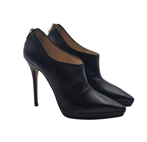 Women's - Jimmy Choo George Black Leather Ankle Heeled Booties, Size 41 (US 11) - Picture 1 of 19