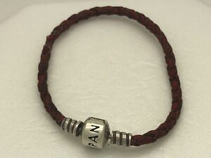 Authentic Pandora Red Leather 7” Bracelet 925 ALE