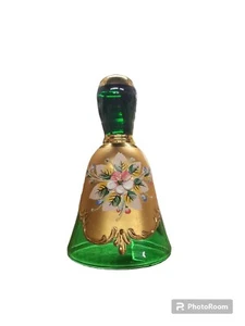 Murano Made In Italy Gold 24.K Small Bell 3D Floral Original Label - Picture 1 of 10