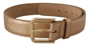 DOLCE & GABBANA Belt Rose Gold Leather Metallic Tone Metal Buckle s. 70cm / 28in - Picture 1 of 8