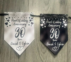 Personalised Decoration Wedding Anniversary Party Banner Bunting Pearl 30th - Picture 1 of 16
