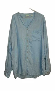 Caribbean Men 2XLT Tall Linen Blend Long Sleeve Blue Button Down Vacation Cruise - Picture 1 of 7