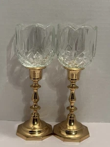 Apliques de colección Homco de latón y cristal candelabros para palo interiores del hogar - Imagen 1 de 10