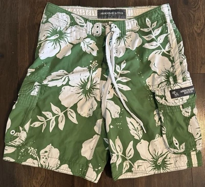 Abercrombie & Fitch Board Shorts Mens 34 Green Floral Swim Hawaiian Cargo Y2K - Image 1 of 2