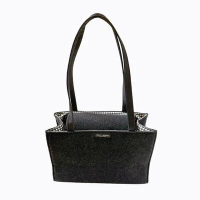 Bolso de Hombro de Lana Kate Spade NY Sam De Colección Gris Carbón Pata de Gallo Y2K Lujo Foto 1 de 4