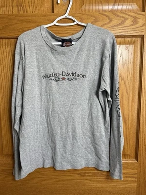 Harley Davidson cinza manga longa feminina Kewanee rosa GG motoqueiro - Imagem 1 de 4