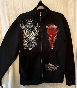 Chaqueta Don Ed Hardy M Christian Audigier Estampado Tigre Negra Cremallera Completa Cuello Alto - Imagen 1 de 15