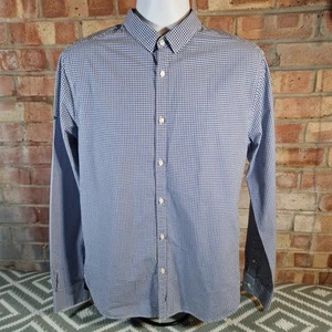 SUPERDRY SHIRT Mens Large Blue Check Long Sleeve Cotton Casual Smart - Picture 1 of 13