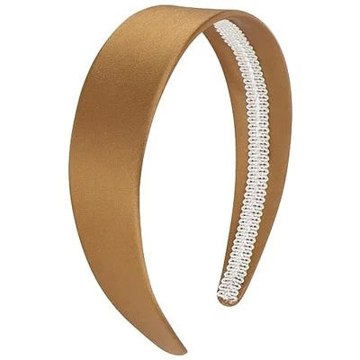  Diadema de satén para mujer de 1,6 pulgadas de ancho diadema de seda antideslizante marrón Foto 1 de 4