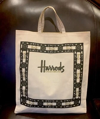 Harrods Knightsbridge XLarge Shoppers Tote Bag Beige - Image 1 of 4