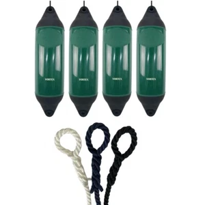 4 x HURRICANE Vortex Bootsfender: dunkelgrün PM03 - FREE SPLICED END 10MM SEIL - Bild 1 von 2