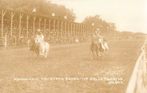 Belle Fourche South Dakota Rodeo Roman Race  RPPC Real Photo POSTCARD 1920 - Picture 1 of 2