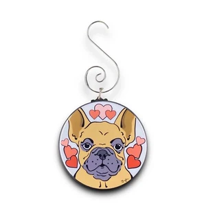 Rehkitz Französische Bulldogge Hund Valentinstag Mini Ornament Handarbeit Deko Geschenk - Bild 1 von 16