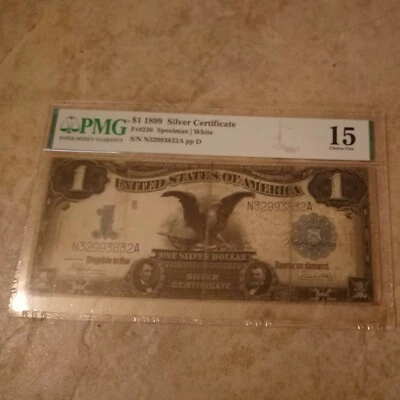 1899 United States $1 One Dollars SILVER Certificate Paper Money PMG Graded 15 - Image 1 of 4