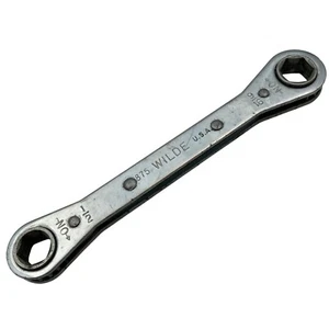Vintage WILDE No. 875 Ratcheting Double Box End SAE Wrench 1/2 & 9/16 USA Made - Picture 1 of 13