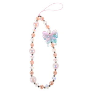 Colorful Beaded Lanyard Butterfly Pendant Cellphone Charm Decoration Cute - Zdjęcie 1 z 12