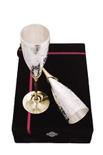 Silver Plated Wine Goblet Champagne Flutes Glass Set of 2 Anniversary Gifts