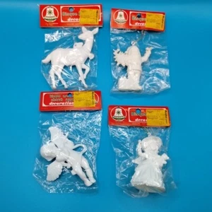 Vintage Commodore Bisque Christmas Ornaments Deer Santa Claus Angel Cherub - Picture 1 of 12