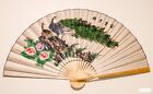 Large 64*35.5 Inch Oriental Wall Hanging Folding Fan with Peacock & Peony Flower