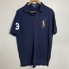 Ralph Lauren Polo Shirt Men's Large Blue Short Sleeve Navy Cotton Big Logo Pony