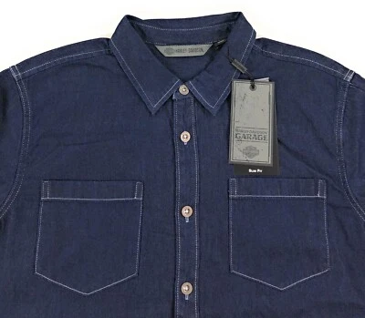 Harley Davidson Motorcycle Denim Button Shirt Mens Sz L Slim Fit Long Sleeve K6 - Image 1 of 4