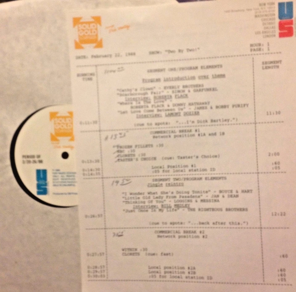 RADIO SHOW 2/22/88 2 X 2: CARPENTERS, SAM & DAVE, BREWER & SHIPLEY, JAN & DEAN - Image 1 of 1