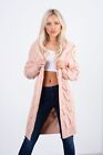 Ladies Chunky Cable Knitted Oversized Women Longline Hooded Cape Long Cardigan