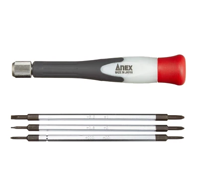 ANEX Replaceable Precision Screwdriver Phillips Flat/Slotted 3 bit set - Image 1 of 4