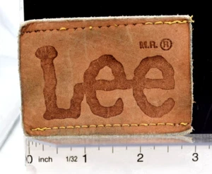 Vintage Lee Jeans Patch Leather RARE M.R. then R brand 3 x 2 Read Description - Picture 1 of 3