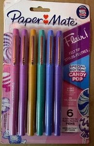๐ Paper Mate Flair! Special Edition Candy Pop Pens 6 Felt Tip, Multicolored ๐ - Picture 1 of 2