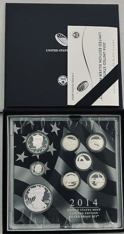🔥2014-S LIMITED EDITION SILVER PROOF SET UCAM 8 COIN SET BOX/COA GEM/UNC Cover