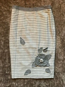 Moschino billig und schick beige Schurwollmischung Bleistift gefütterter Rock Größe 6 - Bild 1 von 4