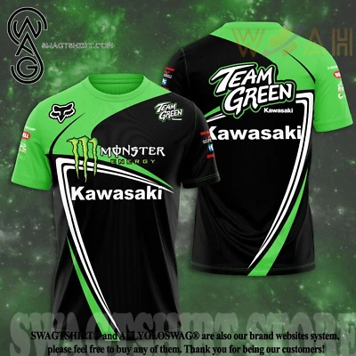 *OFERTA* Nombre personalizado logotipo de Kawasaki para equipo verde todas las tallas S-5XL Foto 1 de 4