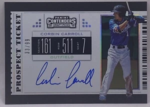 Panini Contenders Draft Picks 2019 Corbin Carroll Auto Prospect RC Rookie #33/99 - Imagen 1 de 7