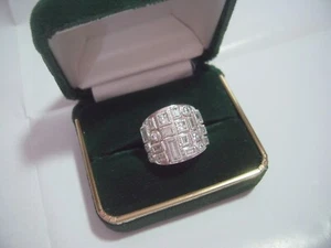 ancienne incroyable GRANDE bague en argent massif - superbe - AUTHENTIQUE DIAMONIQUE - taille n - Photo 1/13