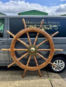 Salvaged S.S Cairndhu Solid Bronze Boss & Solid Mahogany 6ft Ships Wheel d.1911 - Picture 1 of 12