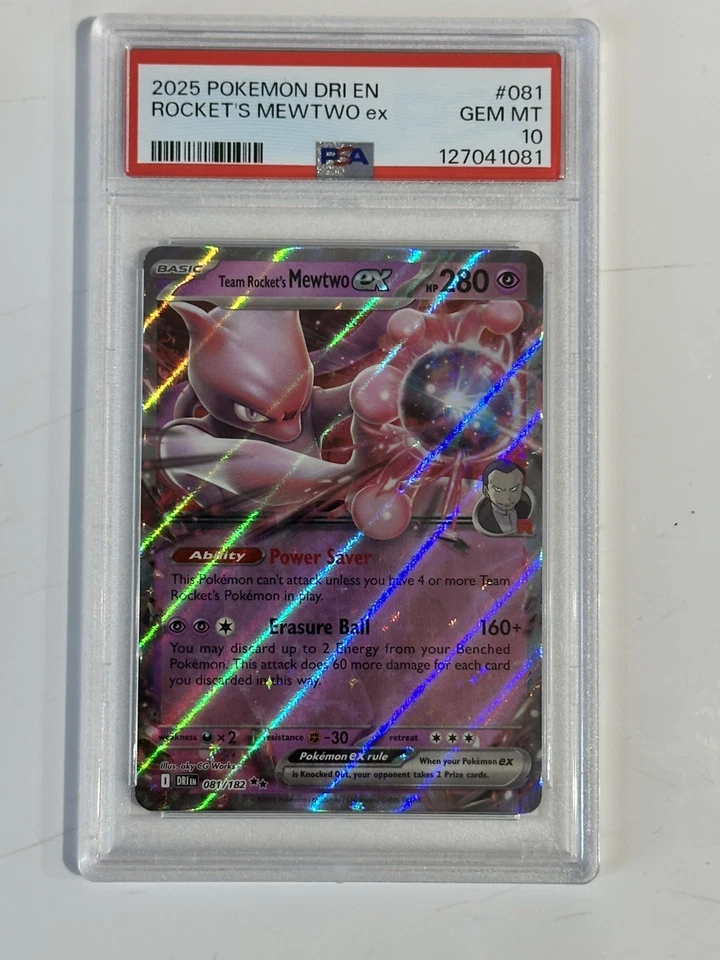 Tarjeta Pokémon PSA 10 Team Rocket's Mewtwo ex 081/182 Destined Rivals Holo 2025 Foto 1 de 1