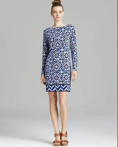 Abito donna Michael Kors blu e bianco con stampa bordi taglia S