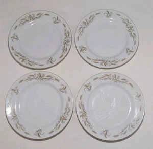 Set of 4 Yamaka China Ballet Wheat 7.5" Salad Plates #809 Gold Rim EUC - Picture 1 of 7