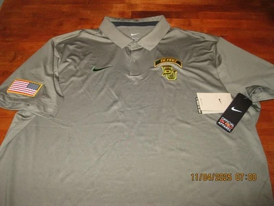 NWT $80 Nike Baylor Bears Polo Men XXL USA FLAG Patch Dri-fit Golf Performance - Image 1 of 4