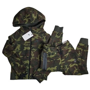 Nike Tech Fleece Big Kids Sz XS/6-7 Full Zip Hoodie & Joggers Set Camo Tracksuit - Picture 1 of 8