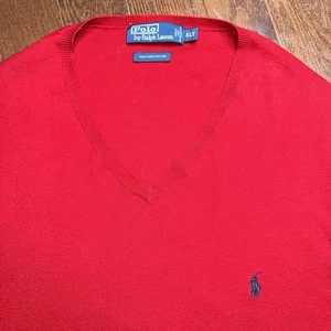 Polo Ralph Lauren Pullover Weste Herren XLT rot 100% Pima Baumwolle V-Ausschnitt Pony Golf - Bild 1 von 5