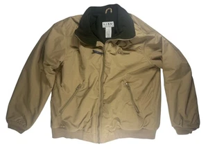 LL Bean Warm Up Jacket Mens XL Tan Fleece Lined Full Zip Outdoor Coat Classic - Picture 1 of 7
