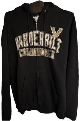 Vanderbilt University Commodores Hoodie Black Full Zip Logo Sweatshirt Sz Large - Image 1 of 4
