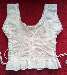 Vintage Thanh trang Embroidery Size L Women's Top White Sleeveless - Picture 1 of 20