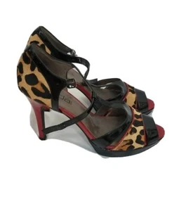Moda Spana Red Animal Print Heels Pre-Owned 9.5 - Picture 1 of 9