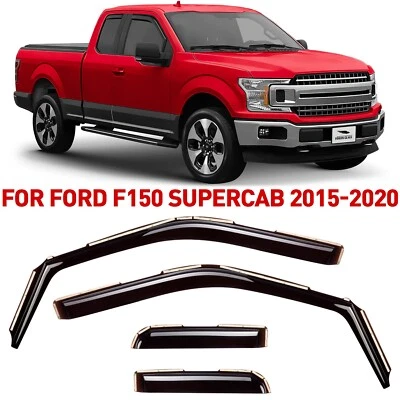 Protectores de lluvia viseras de ventilación pantalla para Ford F-150 SuperCab 2015-2020 IMPERMEABLE Foto 1 de 4