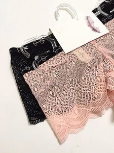 NWT 2Pack Jessica Simpson Panties Boyshort SizeS Pink Salmon Black Lace Mesh  - Picture 1 of 6